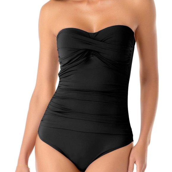 Anne Cole Twist-Front Ruched One-Piece Swimsuit - Picture 1 of 3